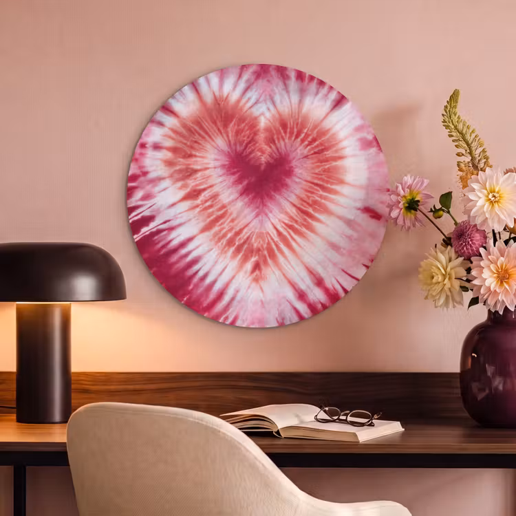 Akoestisch schilderij rond - Hartvorm - Roze - Tie dye — 2