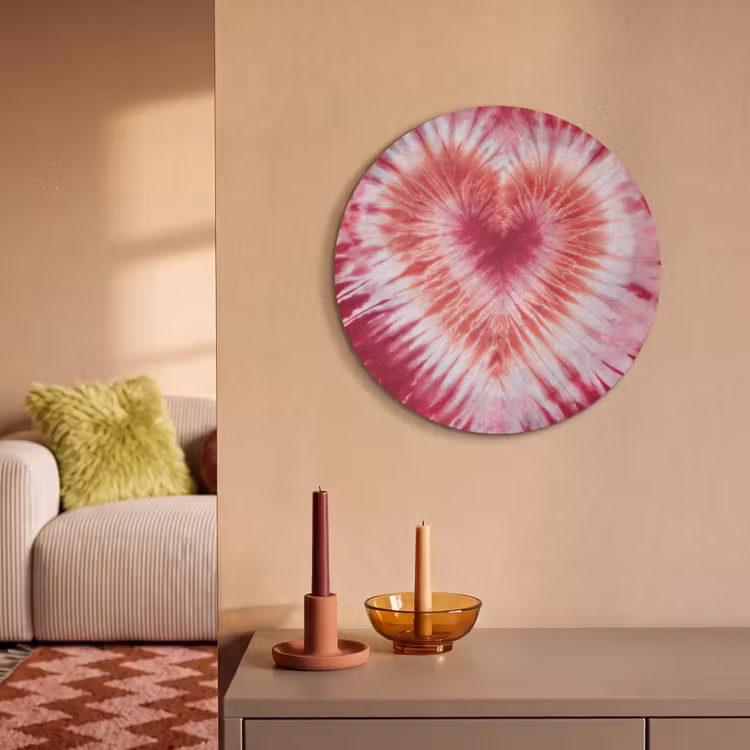 Akoestisch schilderij rond - Hartvorm - Roze - Tie dye — 3
