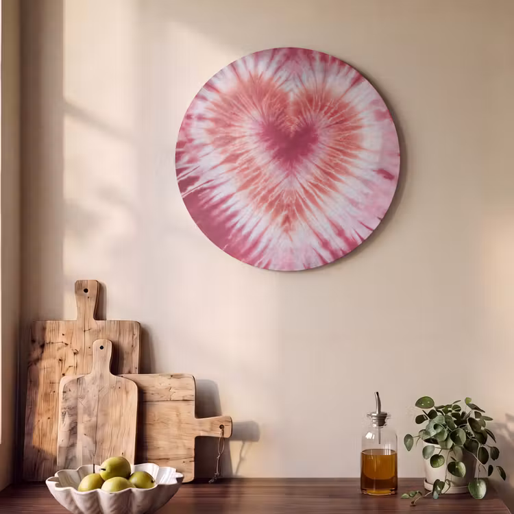 Akoestisch schilderij rond - Hartvorm - Roze - Tie dye — 4