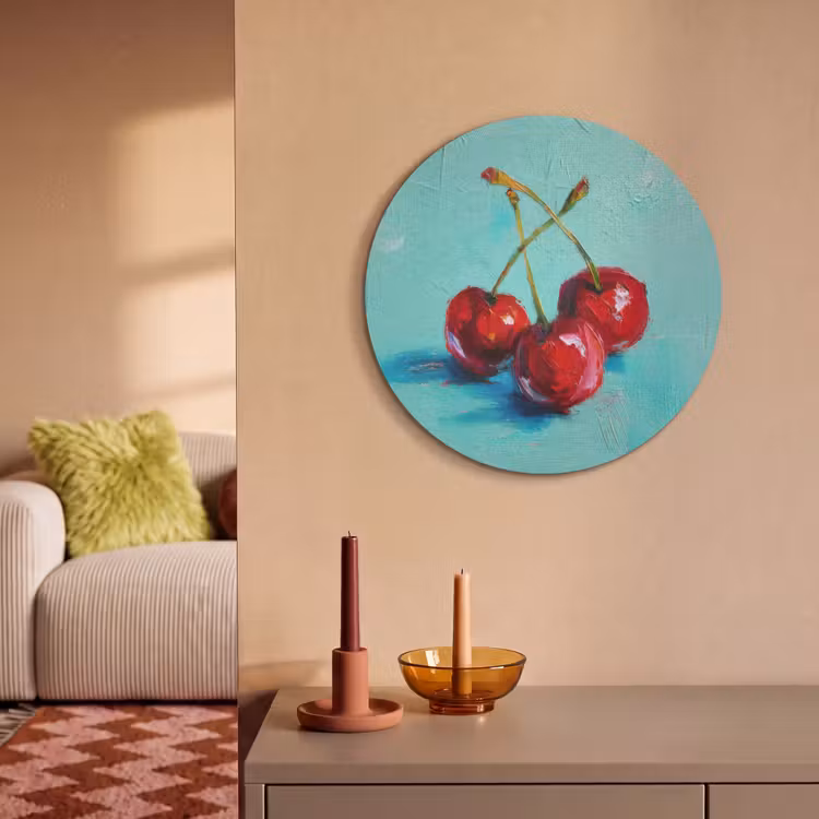 Akoestisch schilderij rond - Kersen - Rood - Drie - Geverfd — 3