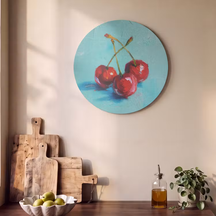 Akoestisch schilderij rond - Kersen - Rood - Drie - Geverfd — 4