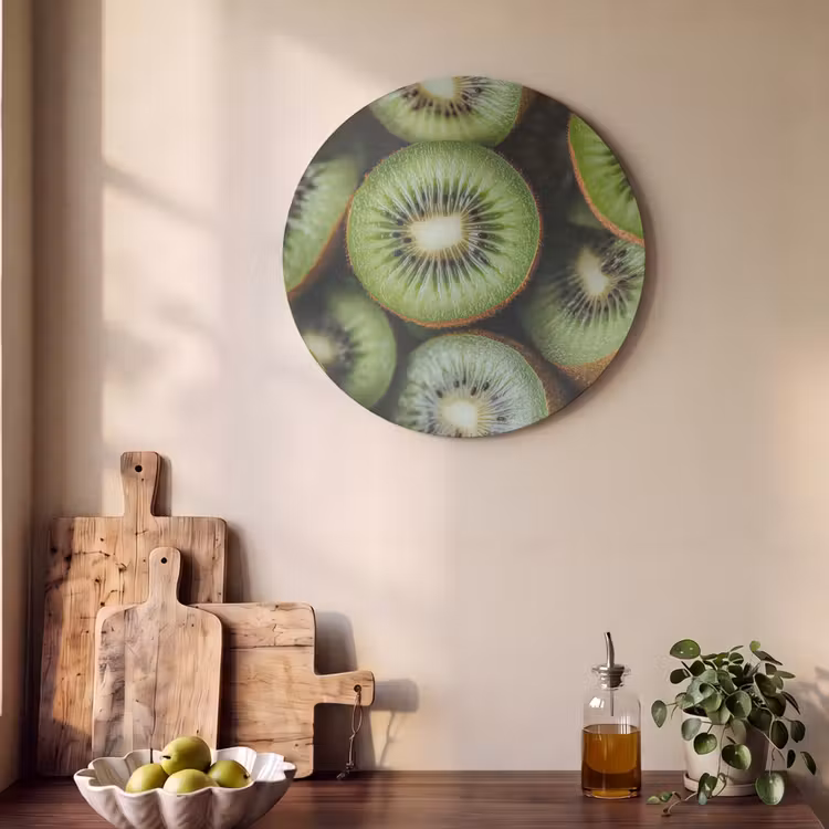 Akoestisch schilderij rond - Kiwi - Fruit - Groen — 4