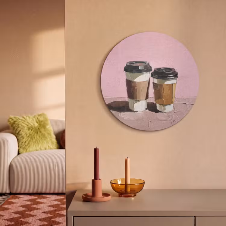 Akoestisch schilderij rond - Koffiebekers - Deksel - Verf - Textuur — 3