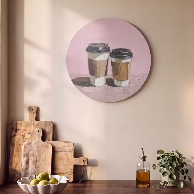 Akoestisch schilderij rond - Koffiebekers - Deksel - Verf - Textuur — 4