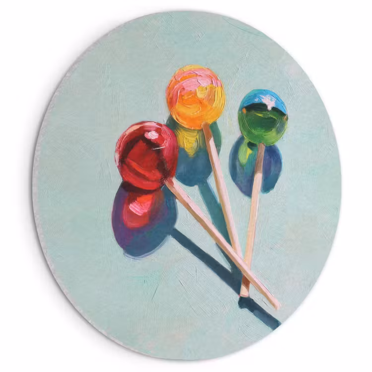 Akoestisch schilderij rond - Lollys - Schaduw - Drie - Blauw — 1