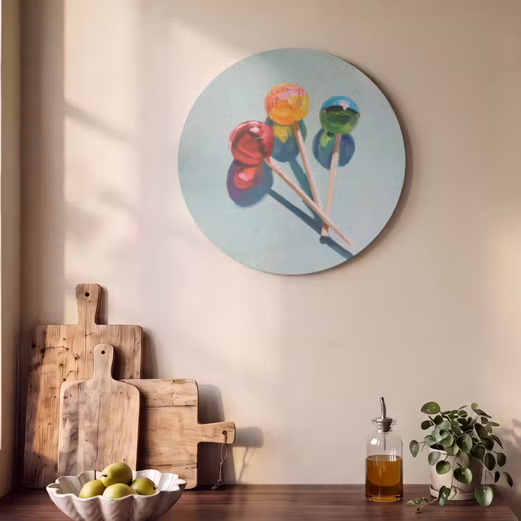 Akoestisch schilderij rond - Lollys - Schaduw - Drie - Blauw — 4