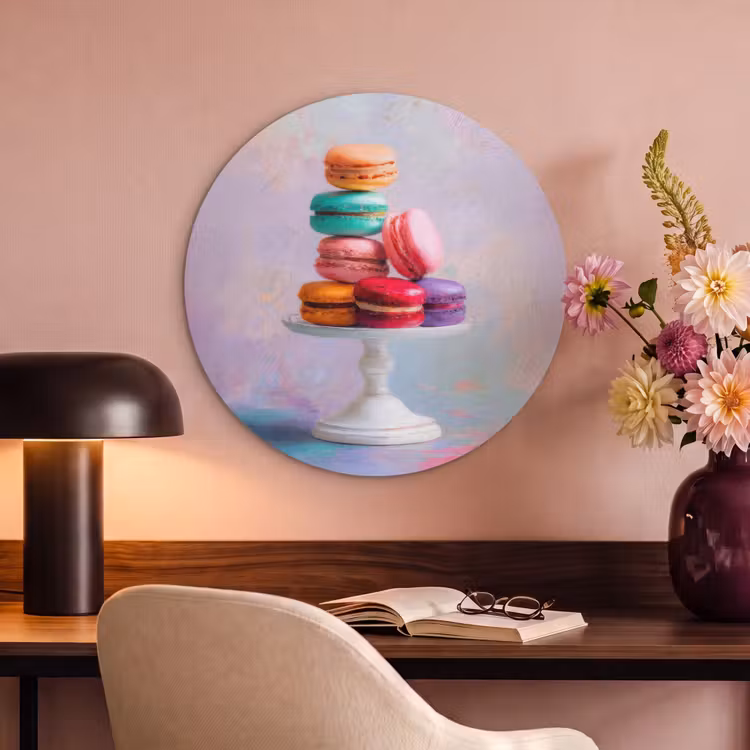 Akoestisch schilderij rond - Macarons - Schaal - Pastel - Kleurrijk — 2