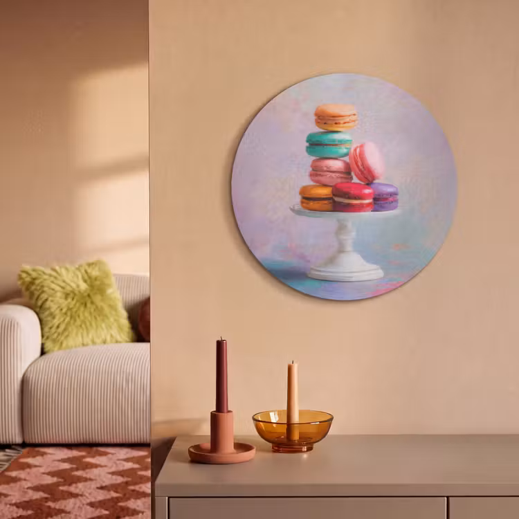 Akoestisch schilderij rond - Macarons - Schaal - Pastel - Kleurrijk — 3