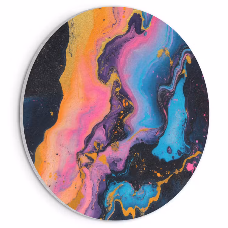 Akoestisch schilderij rond - Modern - Marmer - Oranje — 1