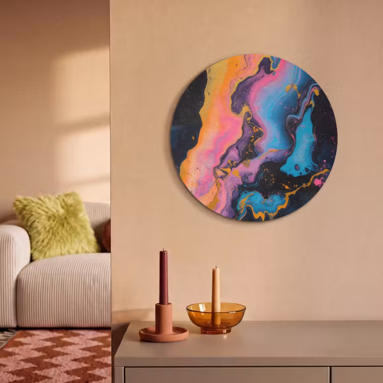 Akoestisch schilderij rond - Modern - Marmer - Oranje — 3