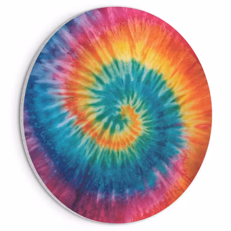 Akoestisch schilderij rond - Regenboogkleuren - Tie dye - — 1