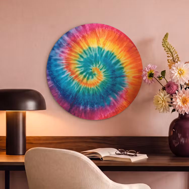 Akoestisch schilderij rond - Regenboogkleuren - Tie dye - — 2