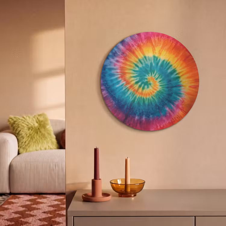 Akoestisch schilderij rond - Regenboogkleuren - Tie dye - — 3