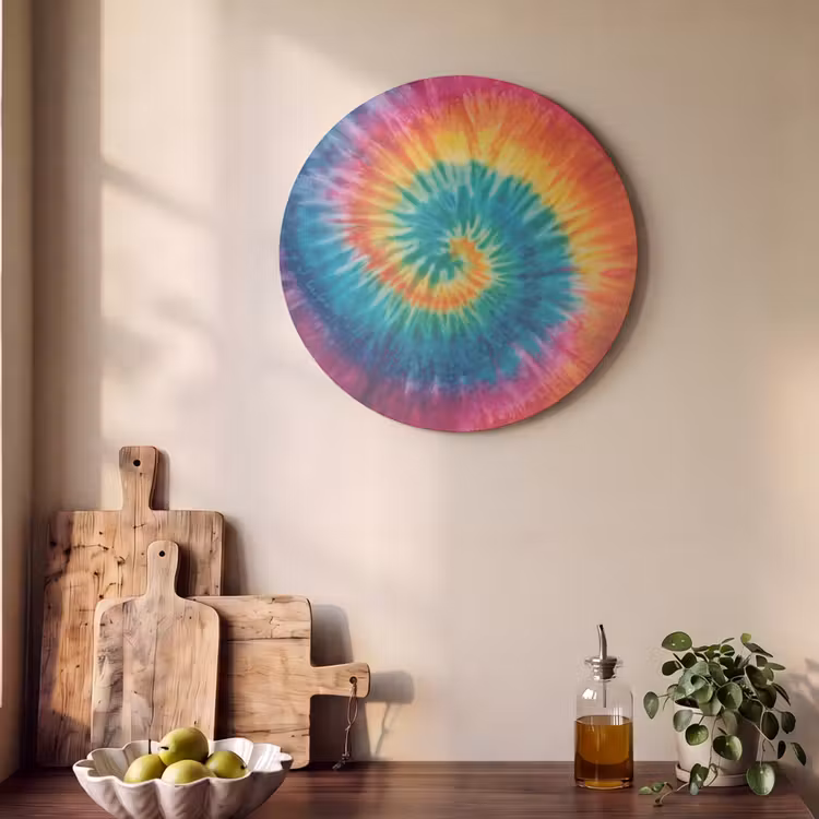Akoestisch schilderij rond - Regenboogkleuren - Tie dye - — 4