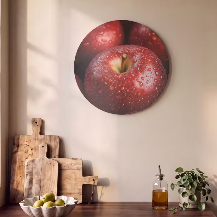 Akoestisch schilderij rond - Rood - Appels - Fruit — 4