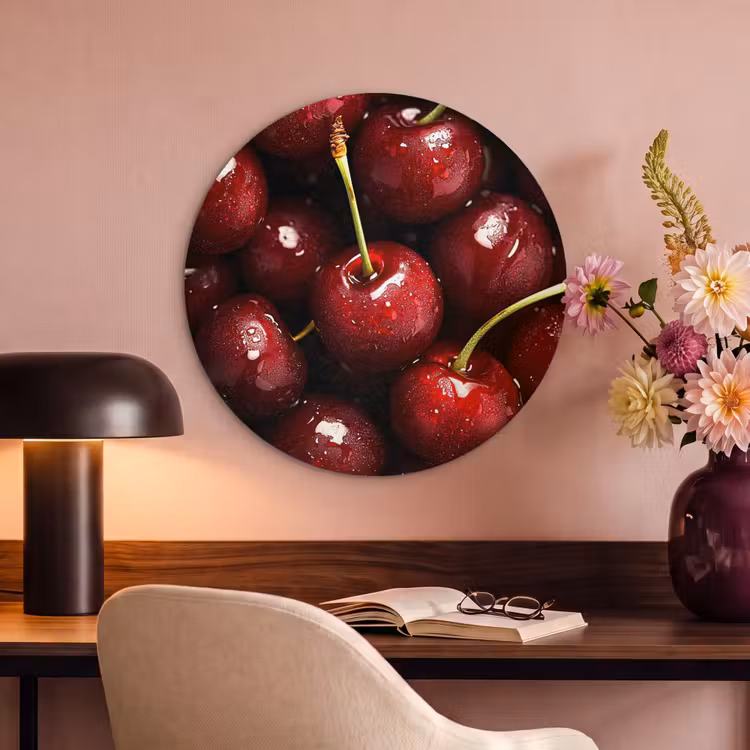 Akoestisch schilderij rond - Rood - Fruit - Kersen — 2