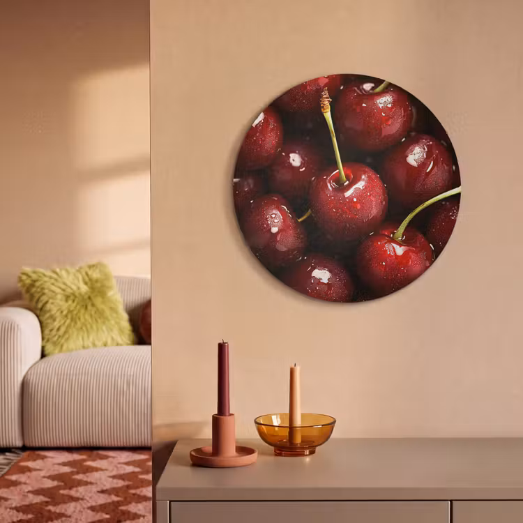 Akoestisch schilderij rond - Rood - Fruit - Kersen — 3