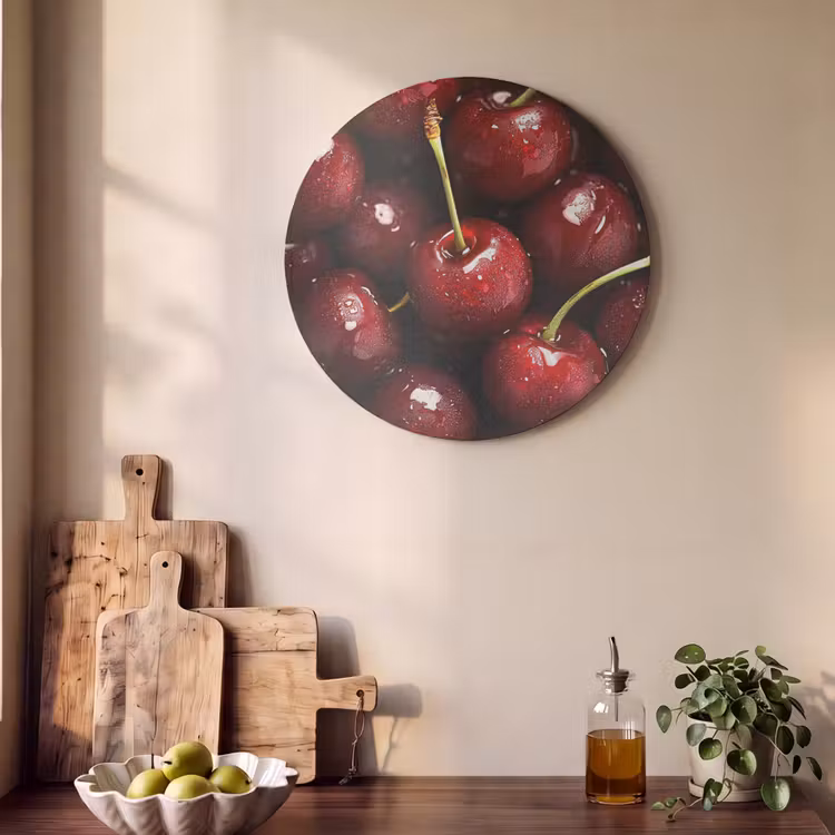 Akoestisch schilderij rond - Rood - Fruit - Kersen — 4