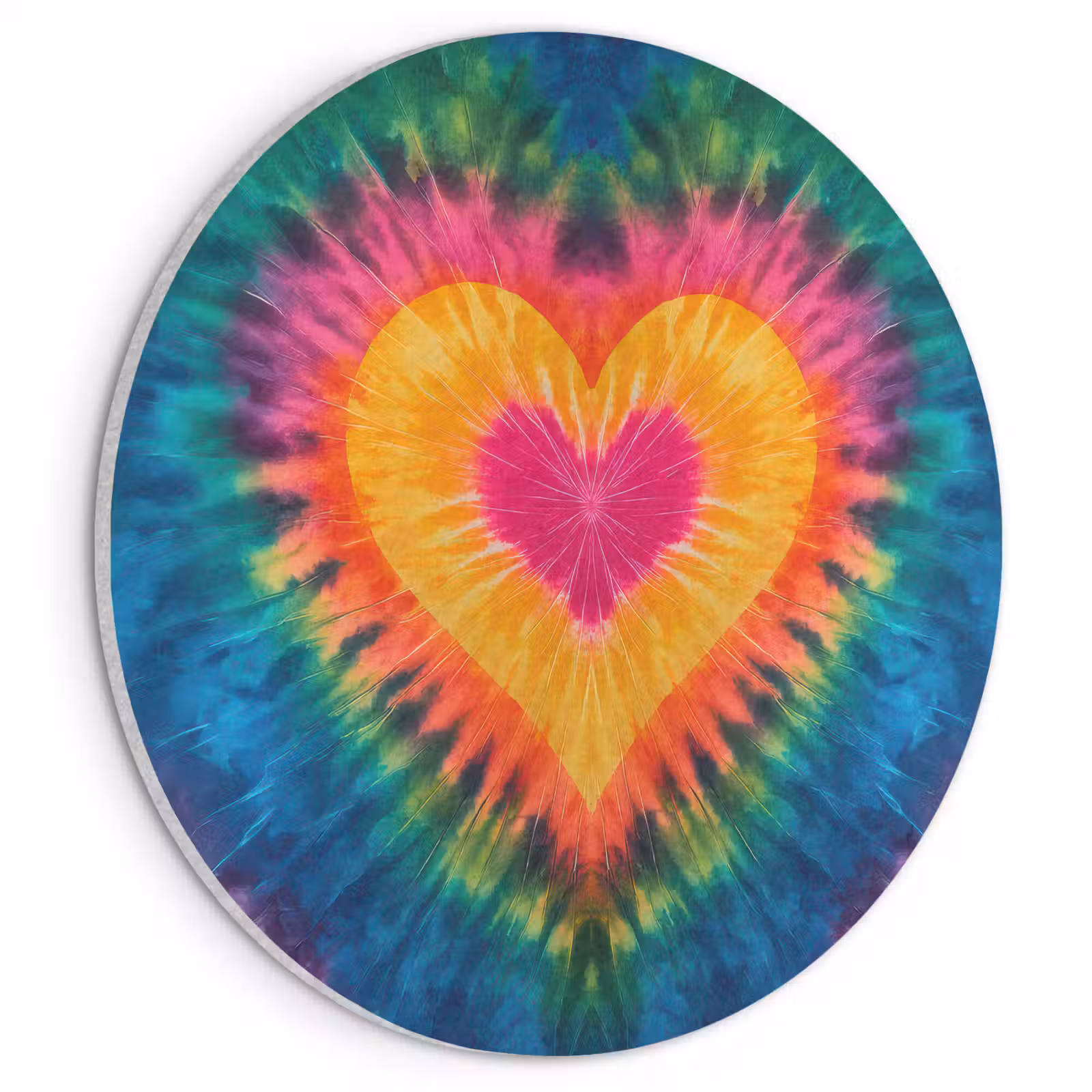Akoestisch schilderij rond - Hart - Tie Dye - Kleurrijk — 1