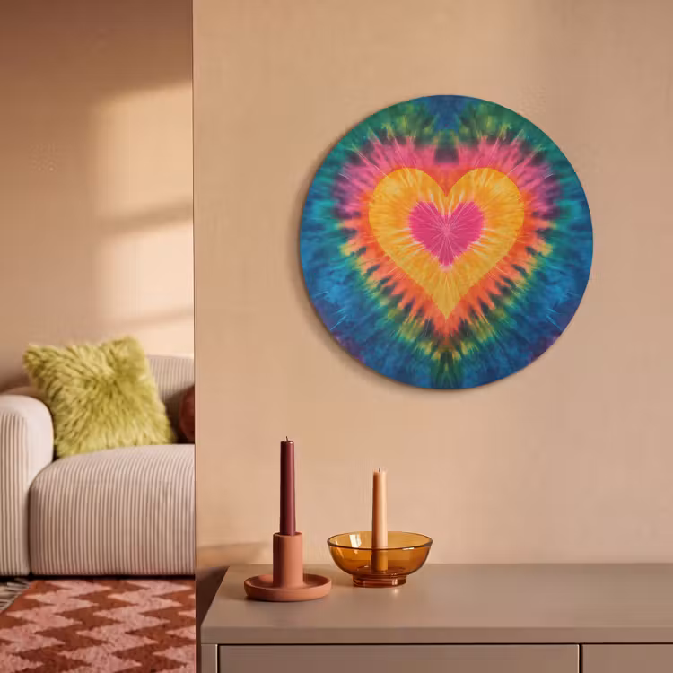 Akoestisch schilderij rond - Hart - Tie Dye - Kleurrijk — 3
