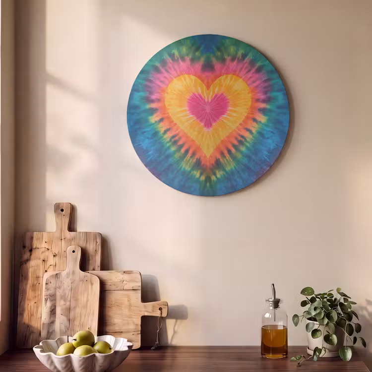 Akoestisch schilderij rond - Hart - Tie Dye - Kleurrijk — 4