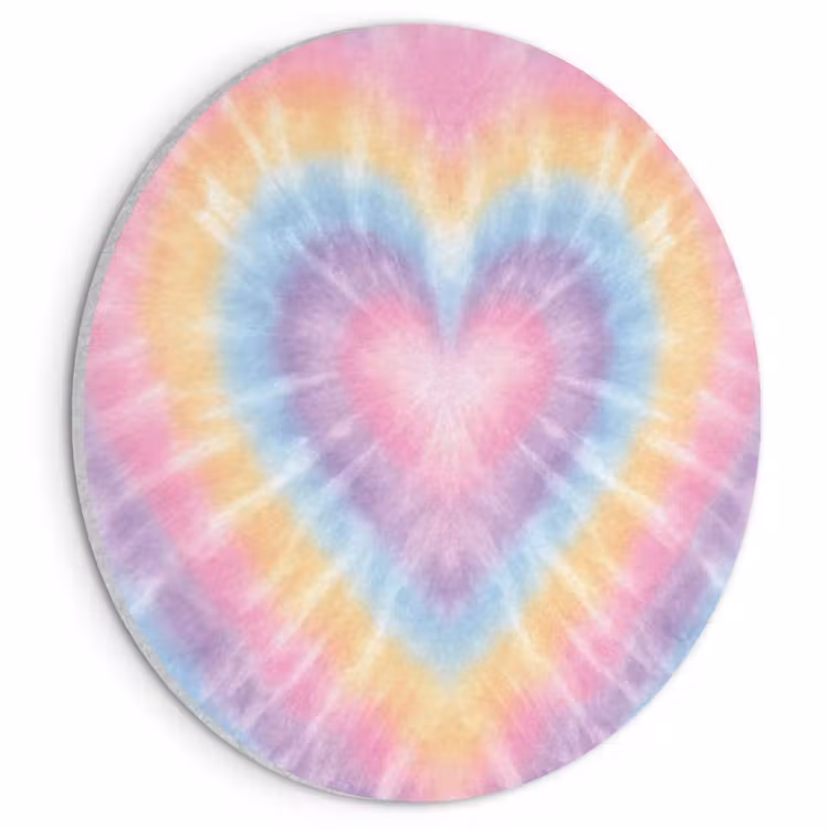 Akoestisch schilderij rond - Hartvorm - Pastelkleuren - Tie Dye — 1