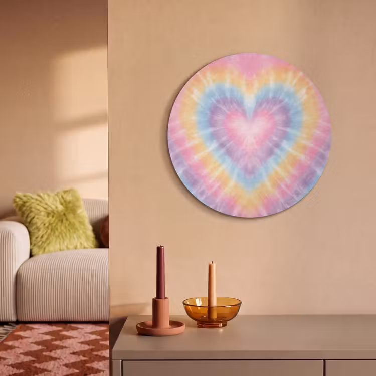 Akoestisch schilderij rond - Hartvorm - Pastelkleuren - Tie Dye — 3