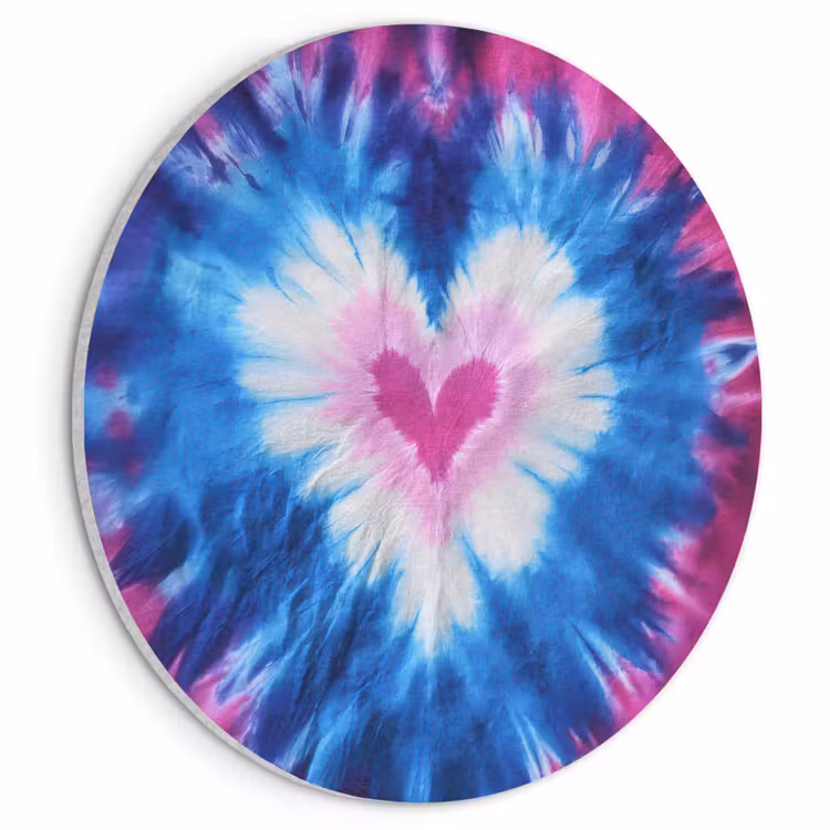 Akoestisch schilderij rond - Hartvormig - Tie dye - Paars — 1