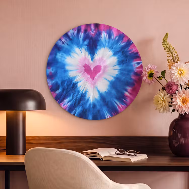 Akoestisch schilderij rond - Hartvormig - Tie dye - Paars — 2