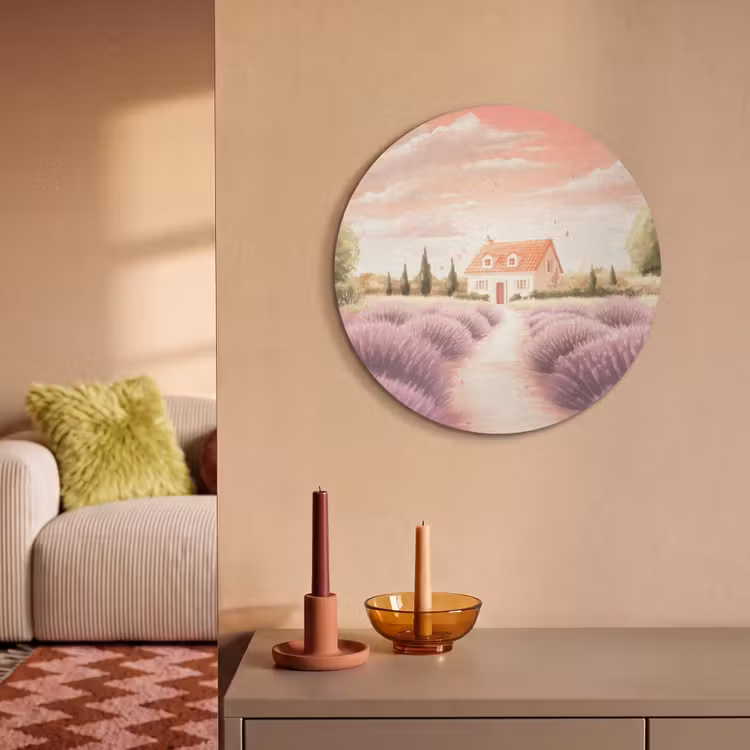 Akoestisch schilderij rond - Lavendelveld - Huis - Paars — 3