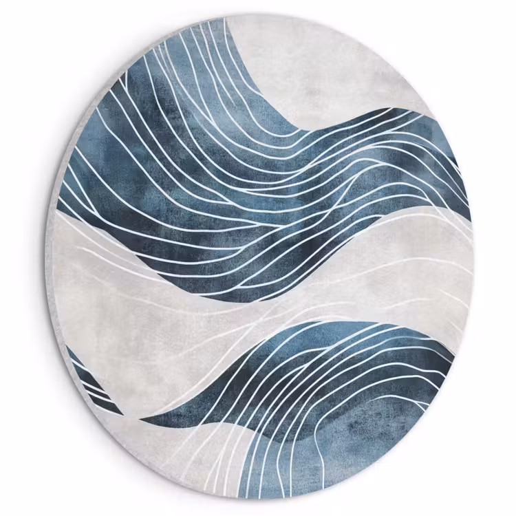 Akoestisch schilderij rond - Lijnen - Golven - Abstract - Blauw — 1