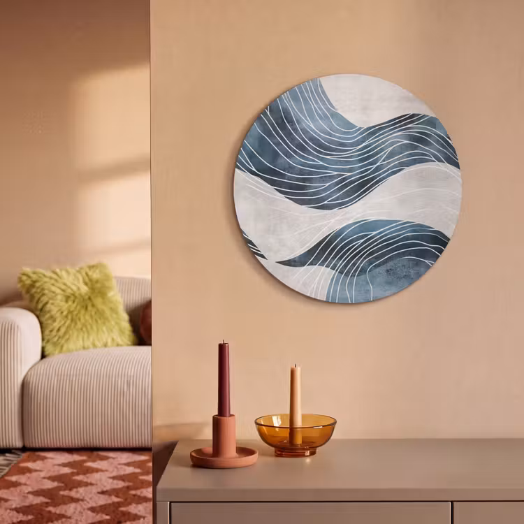 Akoestisch schilderij rond - Lijnen - Golven - Abstract - Blauw — 3