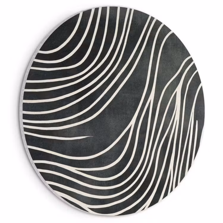 Akoestisch schilderij rond - Lijnen - Patroon - Abstract - Wit — 1
