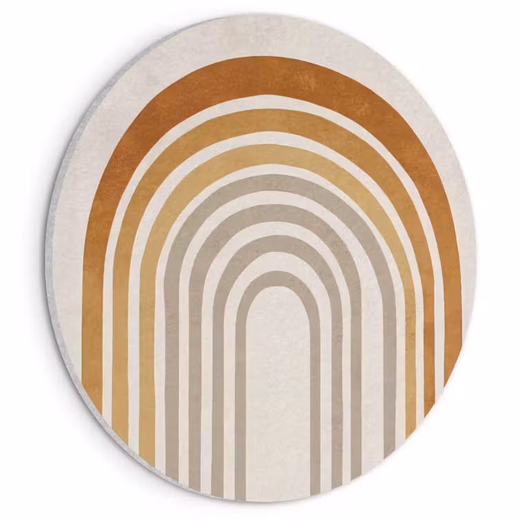 Akoestisch schilderij rond - Minimalistisch - Boog - Lijnen - Beige — 1