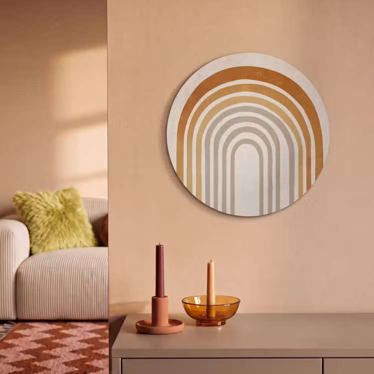 Akoestisch schilderij rond - Minimalistisch - Boog - Lijnen - Beige — 3