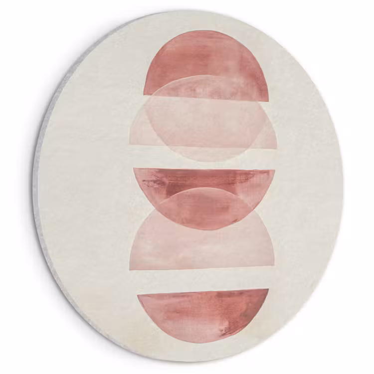 Akoestisch schilderij rond - Minimalistisch - Cirkels - Roze — 1