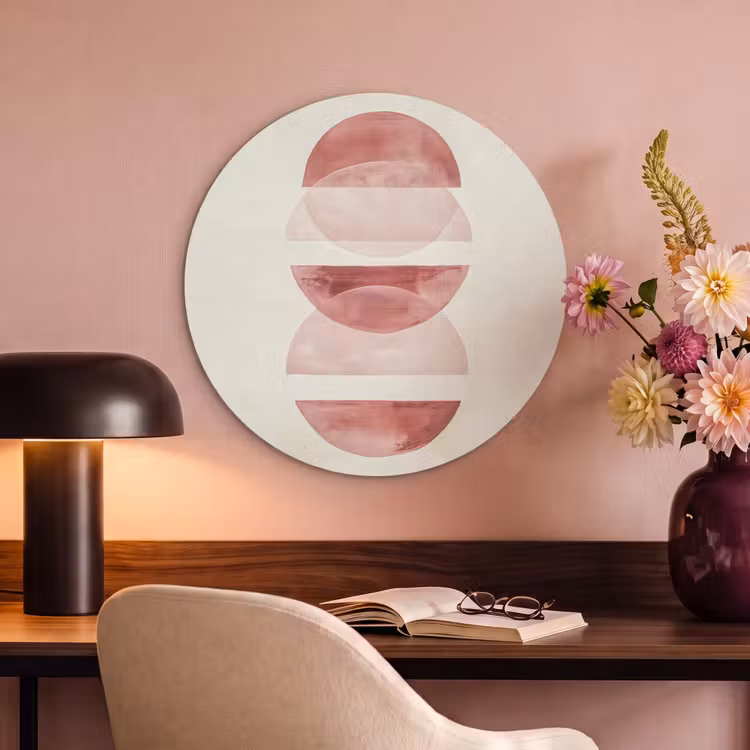 Akoestisch schilderij rond - Minimalistisch - Cirkels - Roze — 2