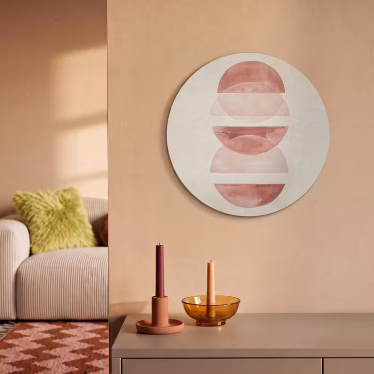 Akoestisch schilderij rond - Minimalistisch - Cirkels - Roze — 3
