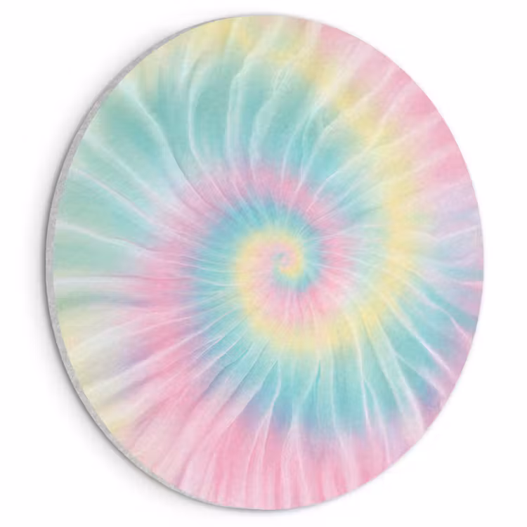 Akoestisch schilderij rond - Pasteltinten - Tie dye - Roze — 1