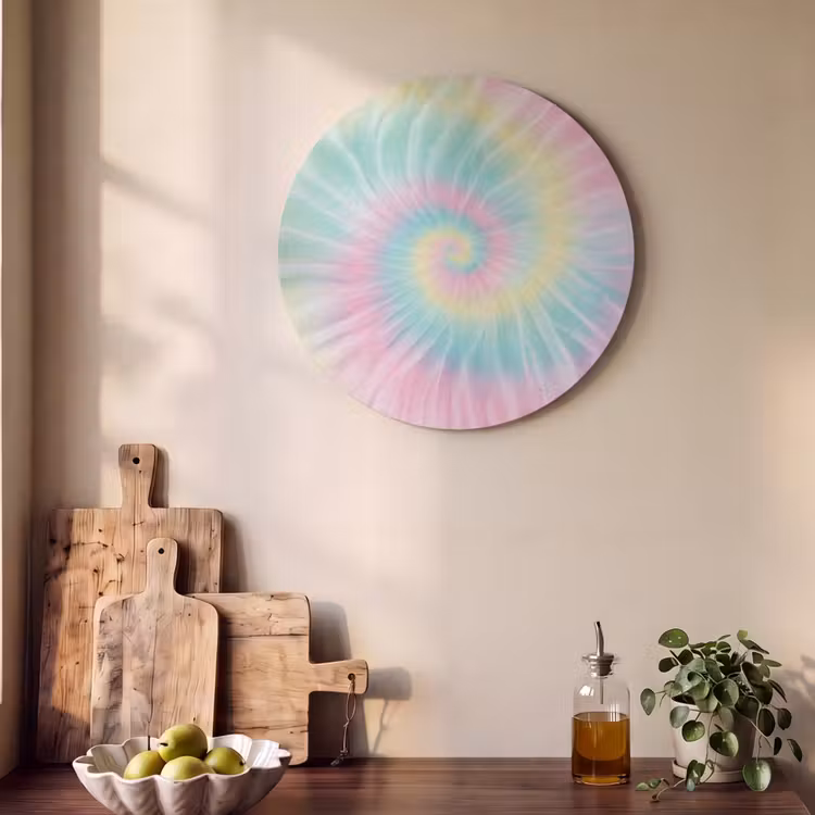 Akoestisch schilderij rond - Pasteltinten - Tie dye - Roze — 4