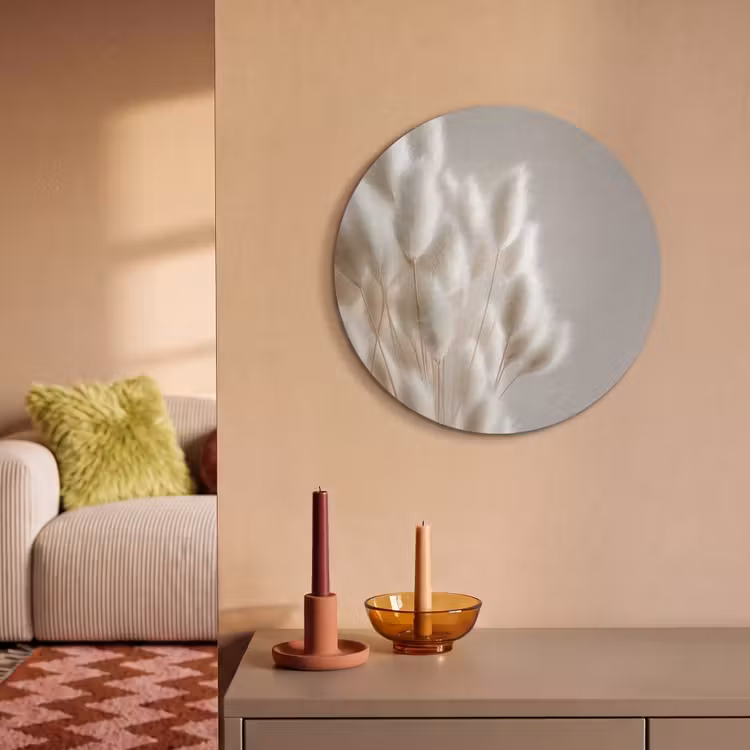 Akoestisch schilderij rond - Pluimen - Beige - Minimalistisch — 3