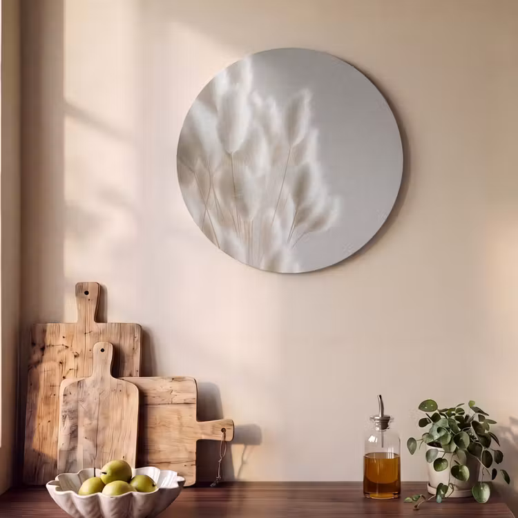 Akoestisch schilderij rond - Pluimen - Beige - Minimalistisch — 4