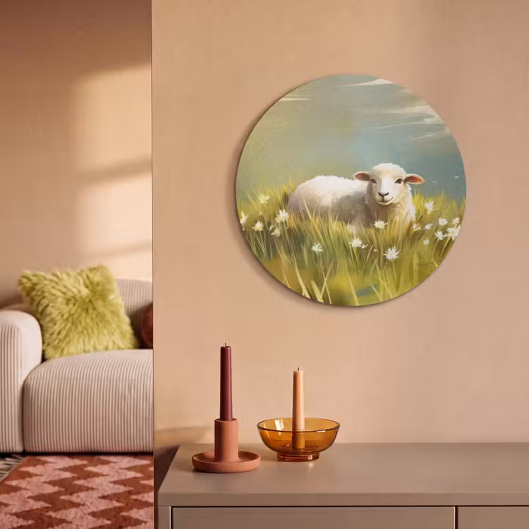 Akoestisch schilderij rond - Schaap - Weide - Groen — 3