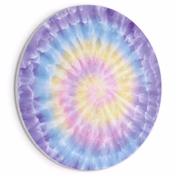 Akoestisch schilderij rond - Spiraal - Tie dye - Pasteltinten — 1
