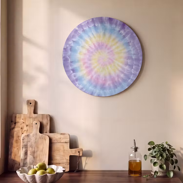 Akoestisch schilderij rond - Spiraal - Tie dye - Pasteltinten — 4