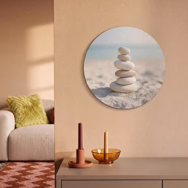 Akoestisch schilderij rond - Stenen - Stapel - Zand - Zee — 3