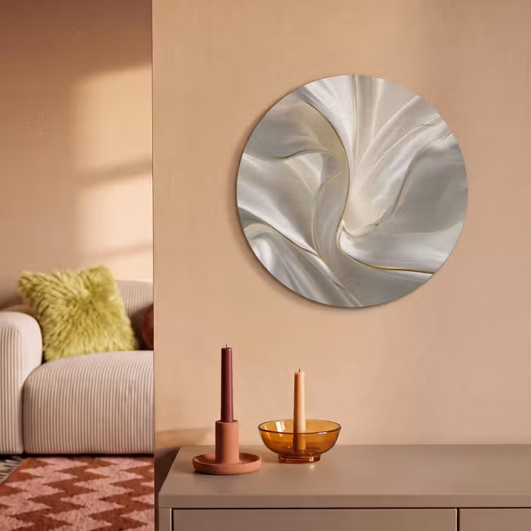 Akoestisch schilderij rond - Stof - Plooien - Goud — 3
