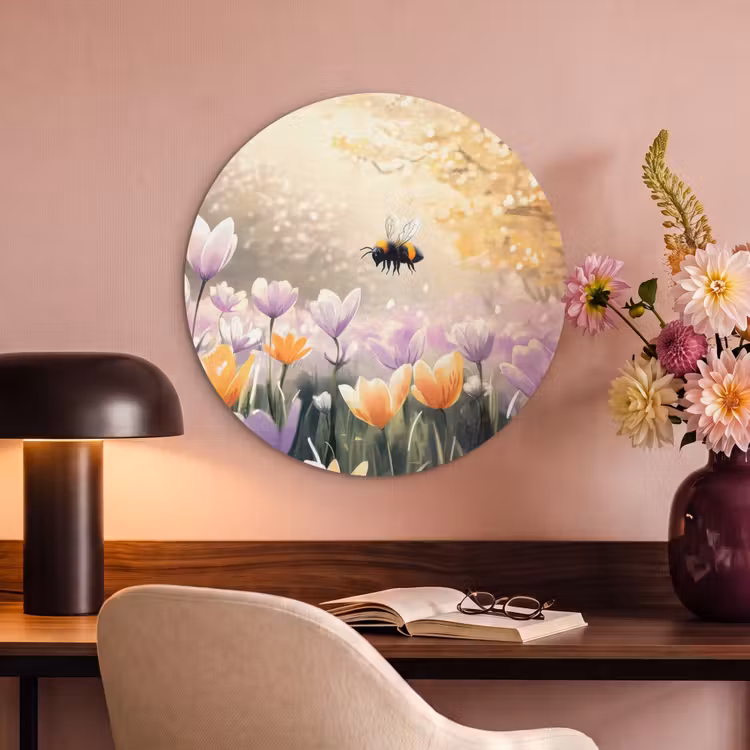 Akoestisch schilderij rond - Viooltjes - bij - Zonlicht — 2