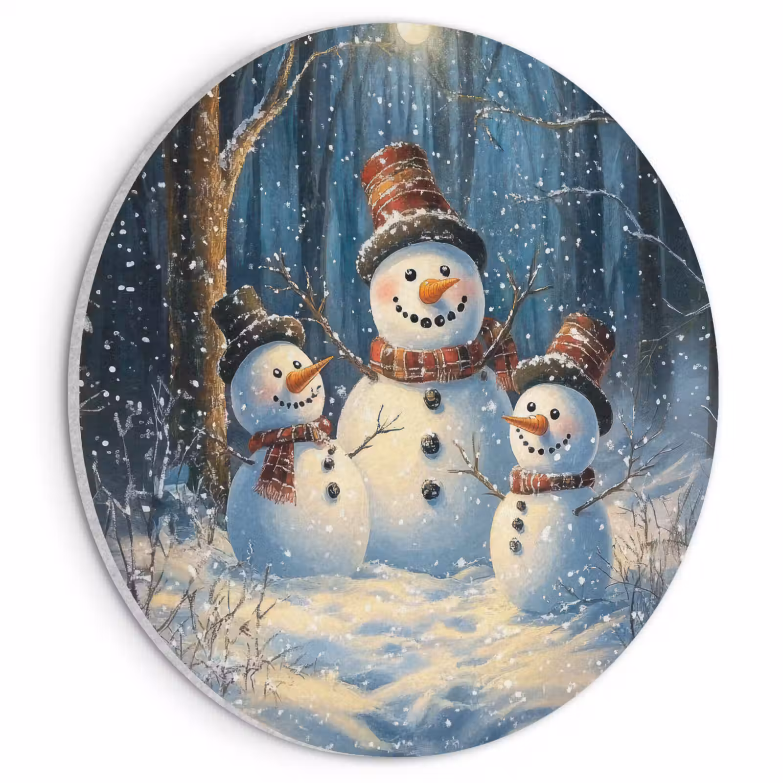 Akoestisch schilderij rond - Sneeuwpop - Sneeuw - Winter - Bos — 1