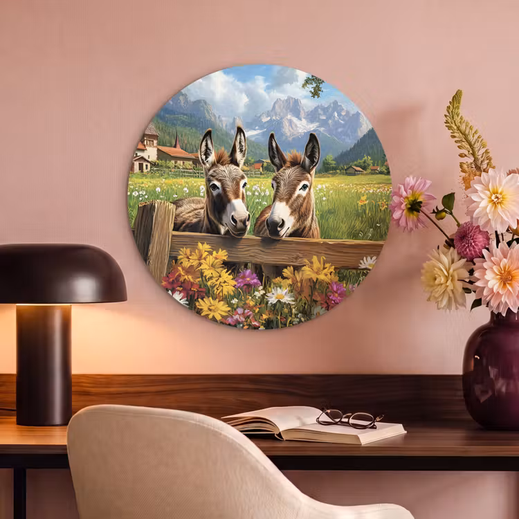 Akoestisch schilderij rond - Ezels - Bloemen - Zomers — 2
